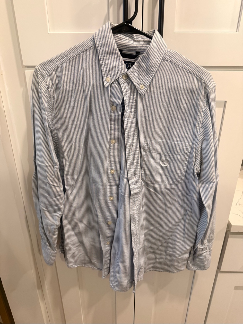 Chaps Blue and White Pinstripe Button-Down Shirt